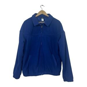 Haband Mens Full Zip Fleece Long Sleeve Lined Coat Jacket Navy Size L